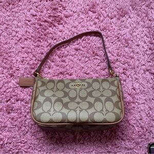 Tan and Brown Signature Shoulder Bag
